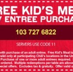 Menú para niños gratis con cupón en Chili’s