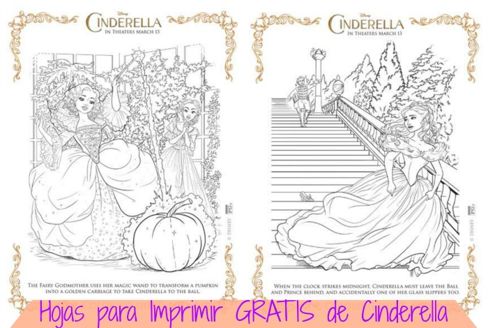 hojas para imprimir de Cinderella