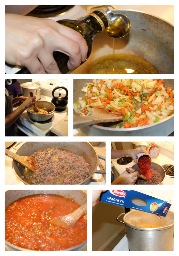Preparación Espaguetis Barilla® con Salsa de tomate San Marzano y carne