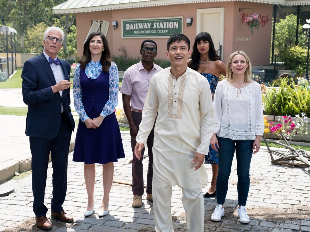 The Good Place series review - Kristen Bell and Ted Danson cast in the afterlife.