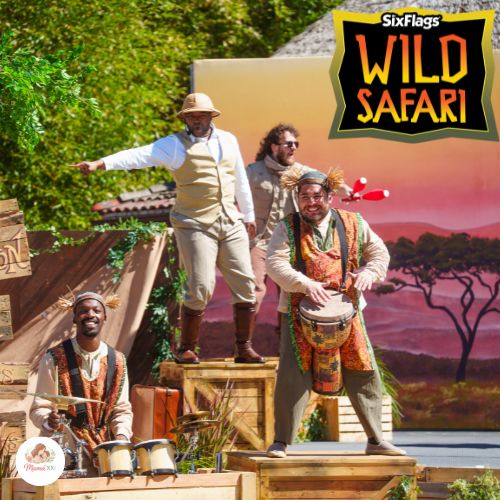 Wild Safari adventure at Six Flags Great Adventure, showcasing a welcoming park entrance sign.