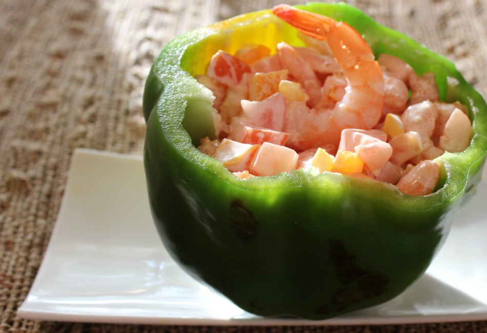 receta, ceviche, camarones, pimientos rellenos