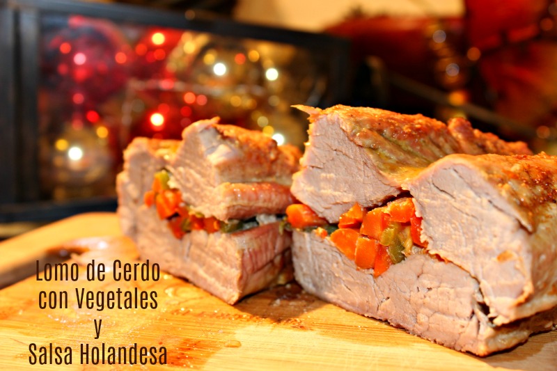 lomo de cerdo, vegetales, salsa holandesa