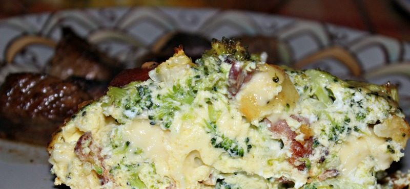 quiche, soufflé, queso, brocoli, coliflor, tocino, receta