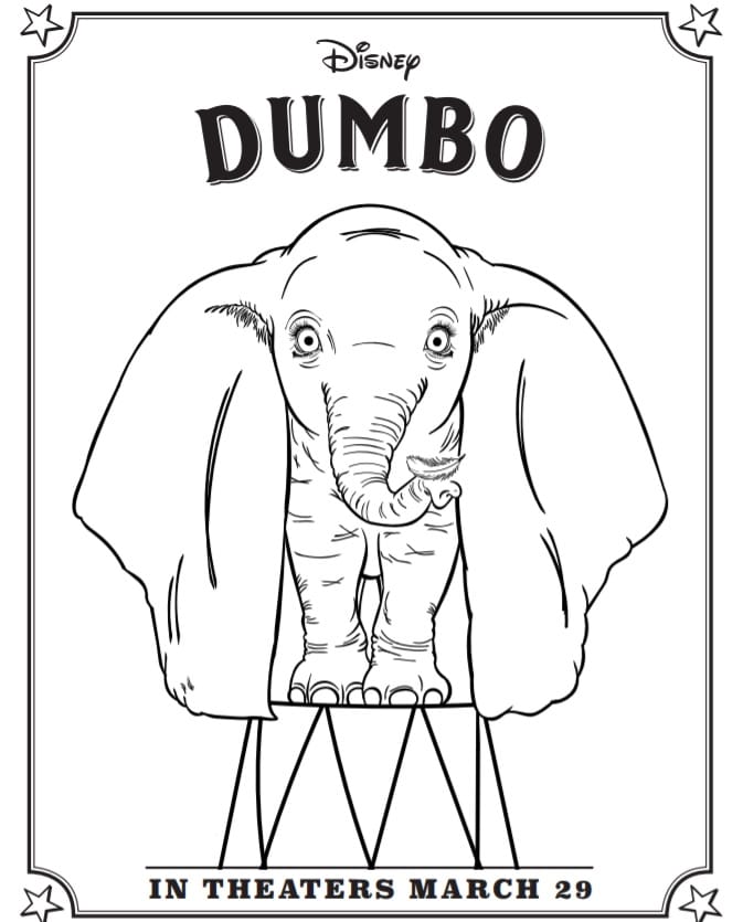 pagina para colorear, dumbo, dumbo acitivity page, dumbo imprimible, disney para imprimir